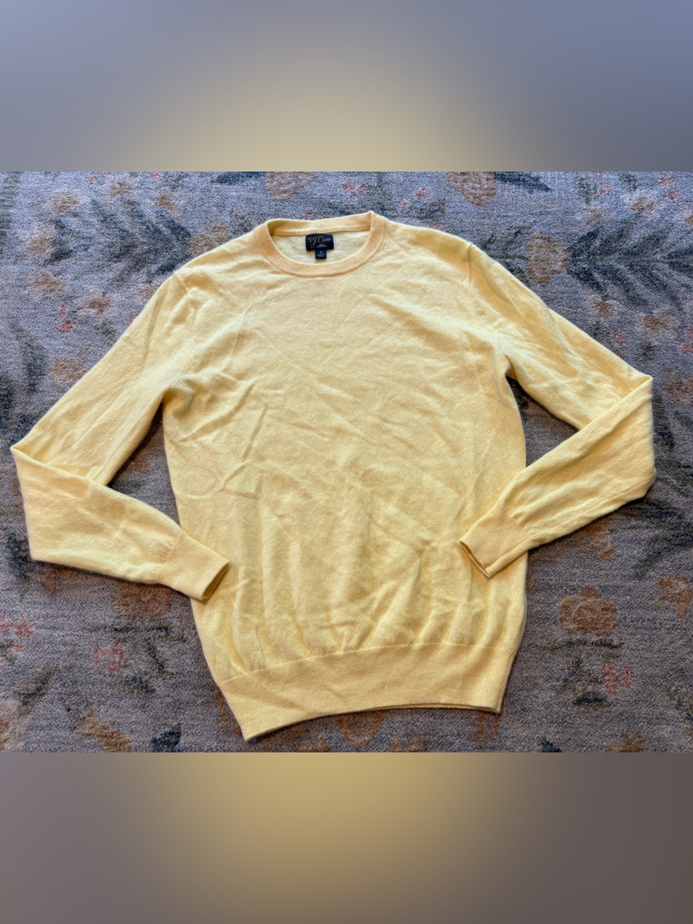 J Crew Men’s Cashmere Crewneck Sweater Size Small Yellow FLAW
